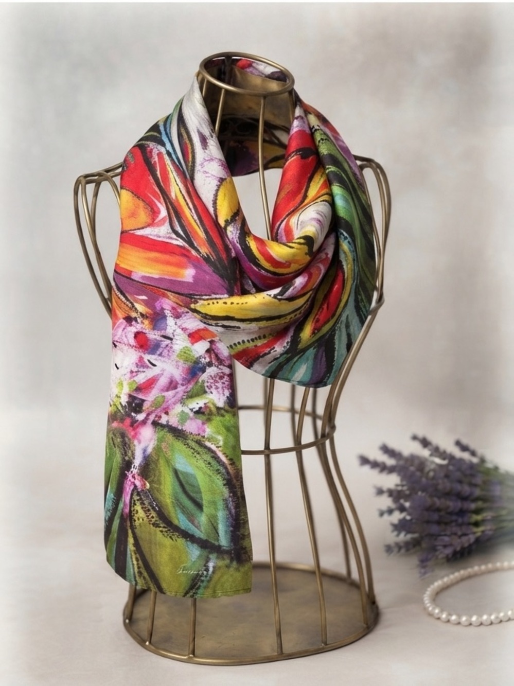 Le Galeriste x Santerre Abstract Art Scarf Made in Canada Vibrant Wearable Art